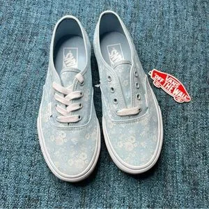 Vans Authentic Platform Dainty Floral Sneakers in Light Blue